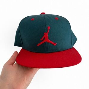 Air Jordan Jumpman Snapback Hat Green & Red Classic Logo Cap